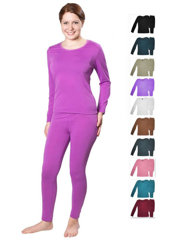 Womens Thermal Underwear Sets Fleece Lined Long Johns Thermal