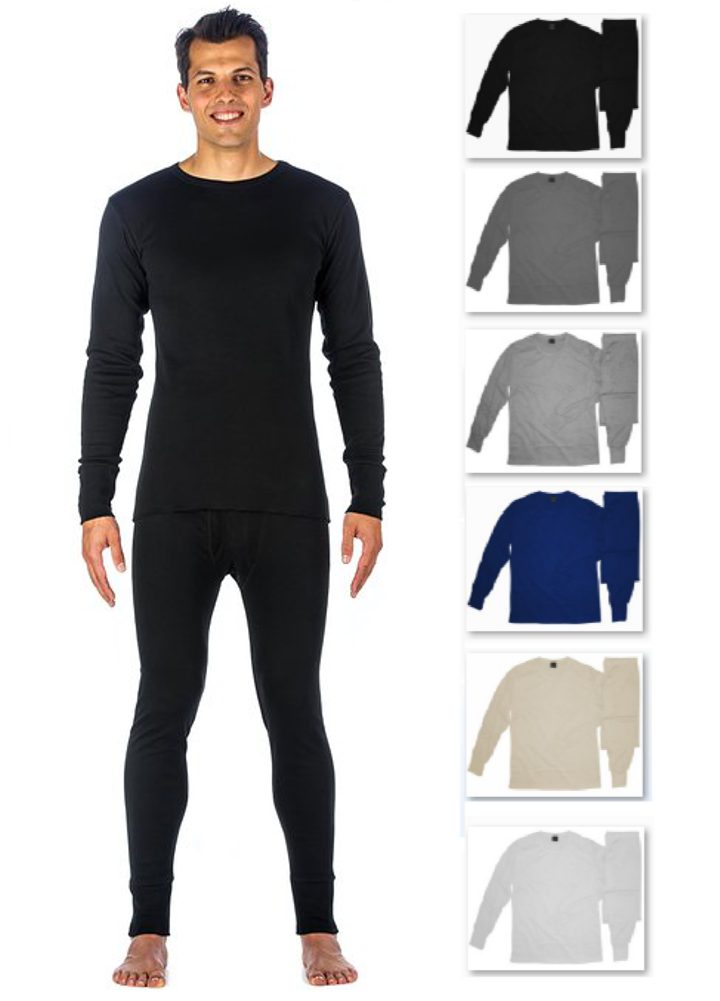 Men’s 100% Cotton Light Weight Waffle Knit Tagless Thermal Top & Bottom ...
