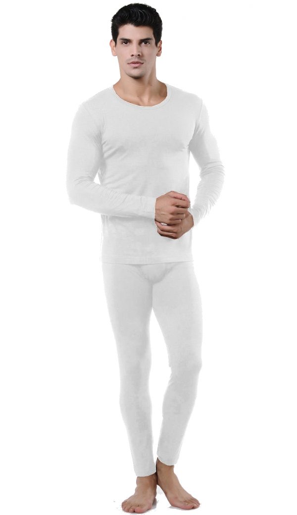 Wuhou® Men’s Ultra-Soft Microfiber White Thermal Underwear Set ...