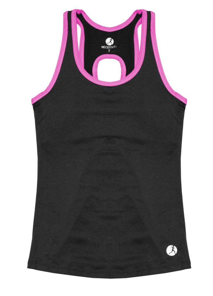 Necessity Womens Athletic Performance Tank top with Built in Sport Bra in Neon Colors 