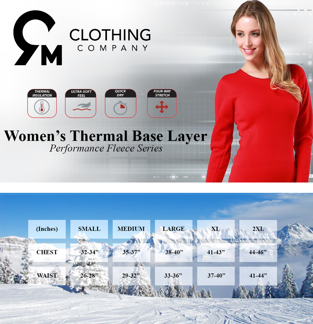 9M Women's Ultra-Soft Fleece Lined Thermal Base Layer Top & Bottom Underwear Set